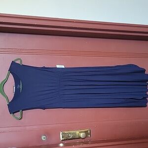 Daily Ritual Navy Crew Neck Sleeve Less Maxi Dress Size M